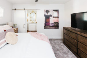 Bedroom + Edgemont Vacation Rental + Blissful Design Studio